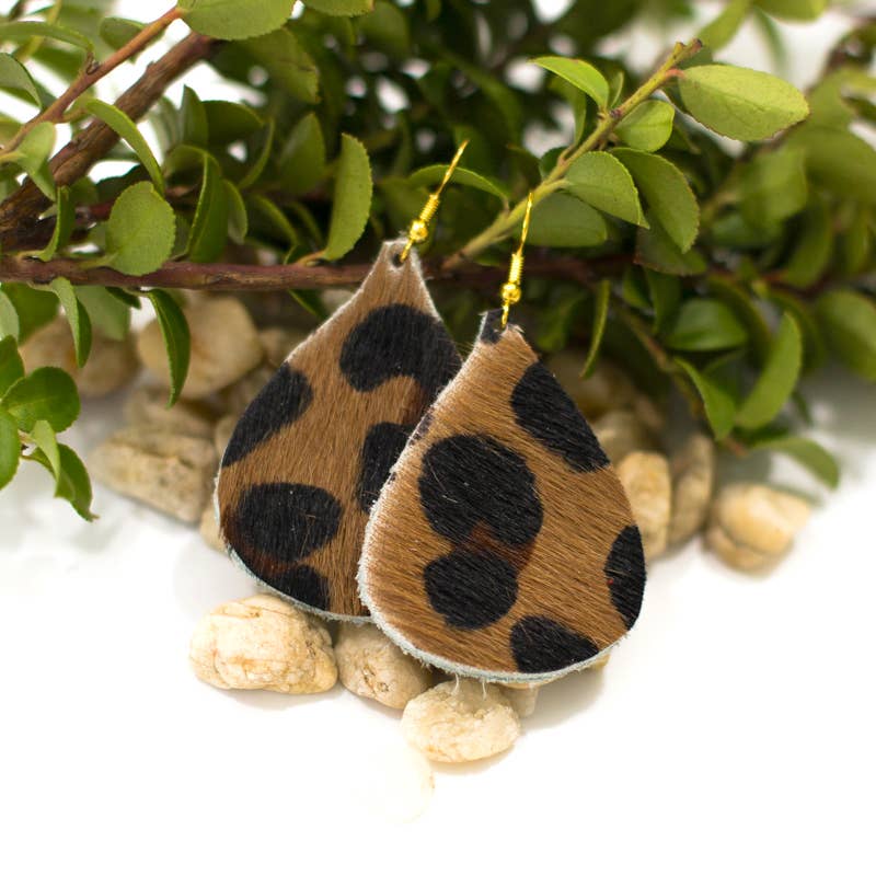 Hershey Teardrop Earrings Hair on Hide