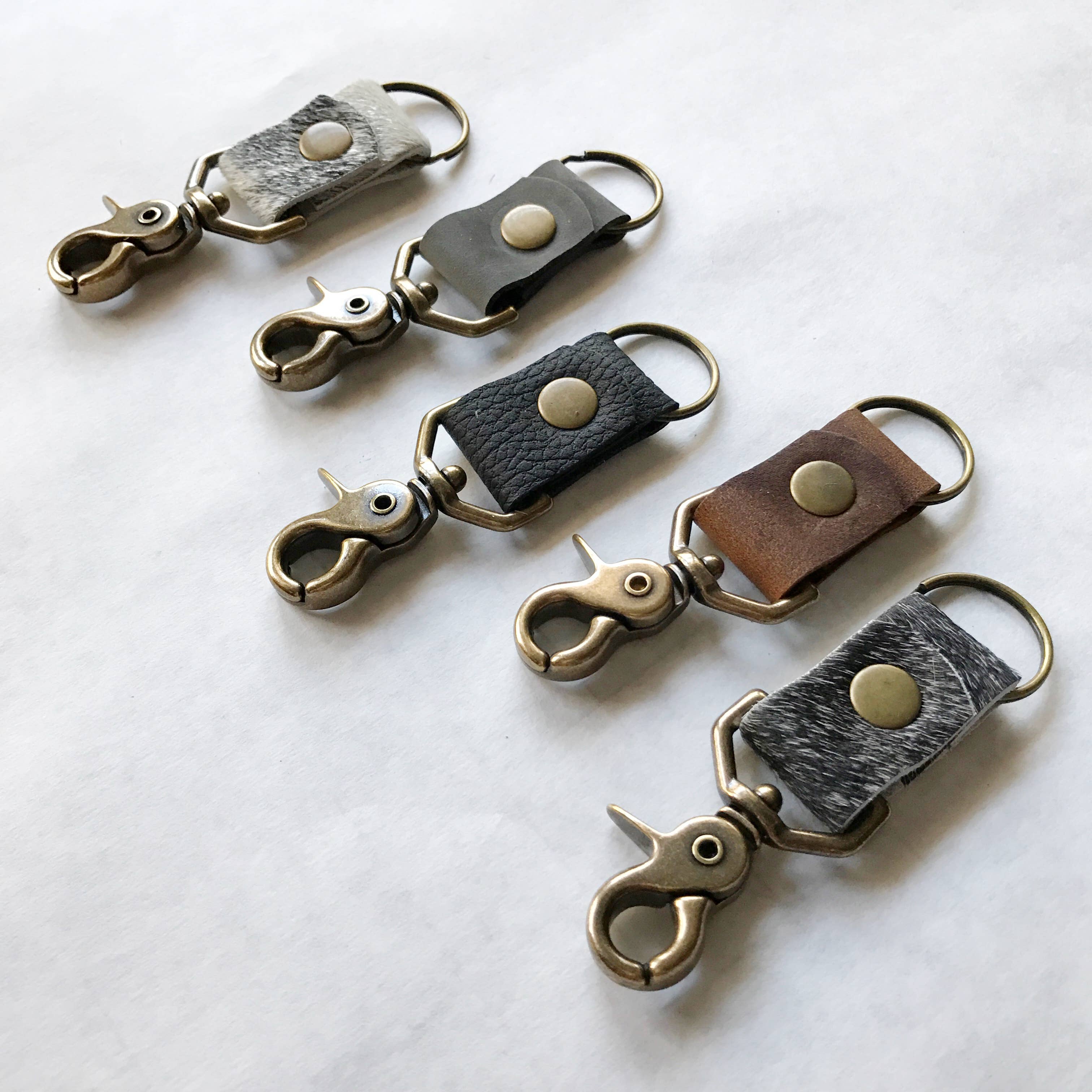 Brass Key Clip - Cowhide and Solid leather: COWHIDE