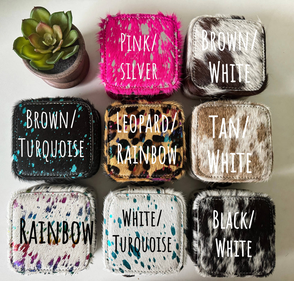 Mini Square Cowhide Jewelry Box