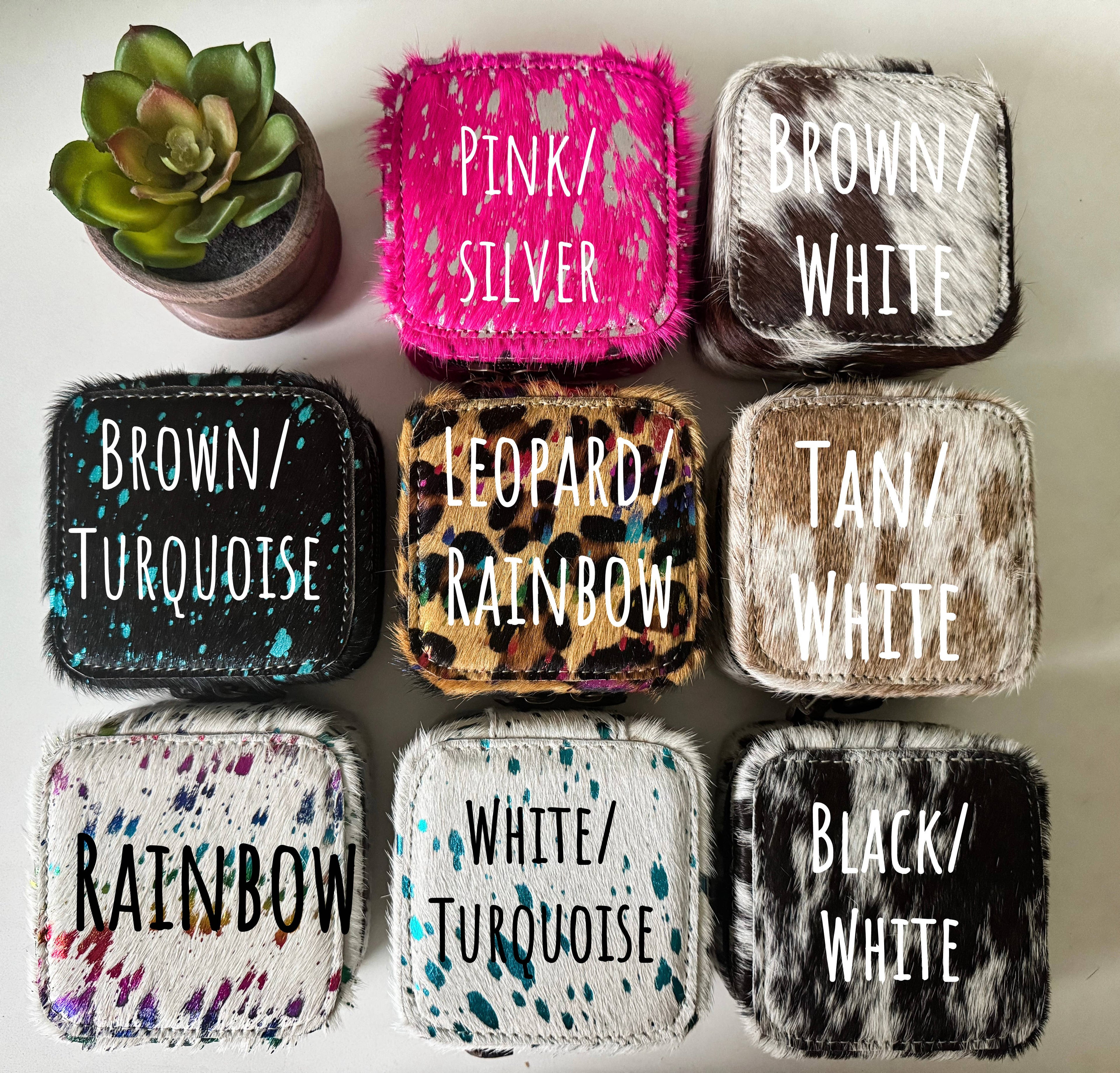 Mini Square Cowhide Jewelry Box