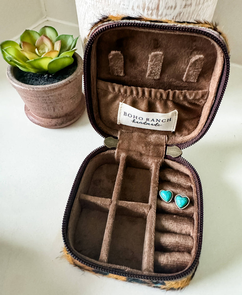 Mini Square Cowhide Jewelry Box