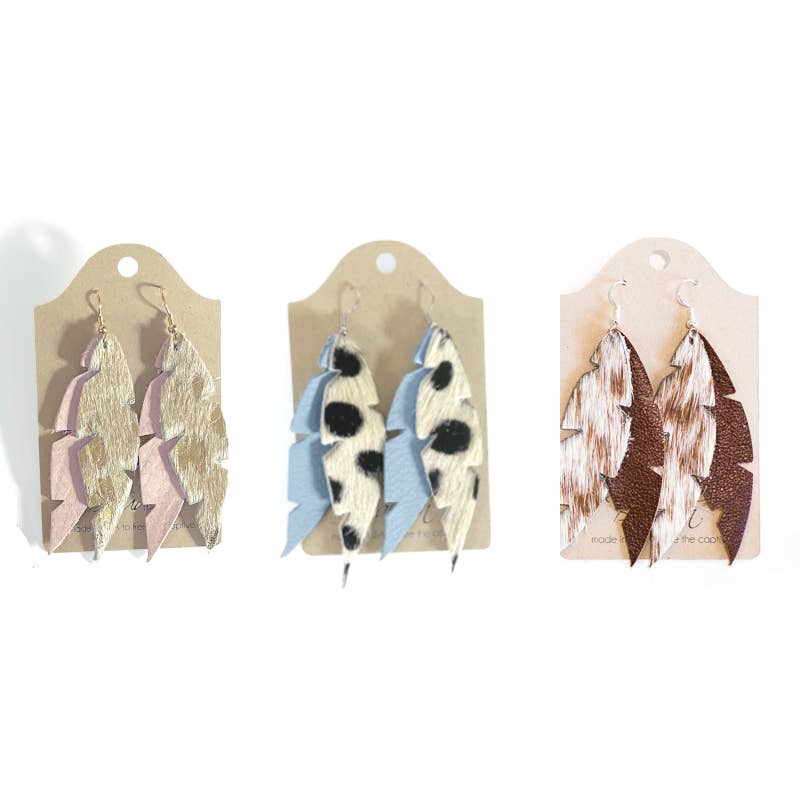 Dove Feather Earrings In Leather