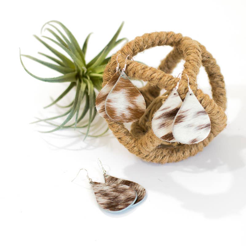 Hershey Teardrop Earrings Hair on Hide