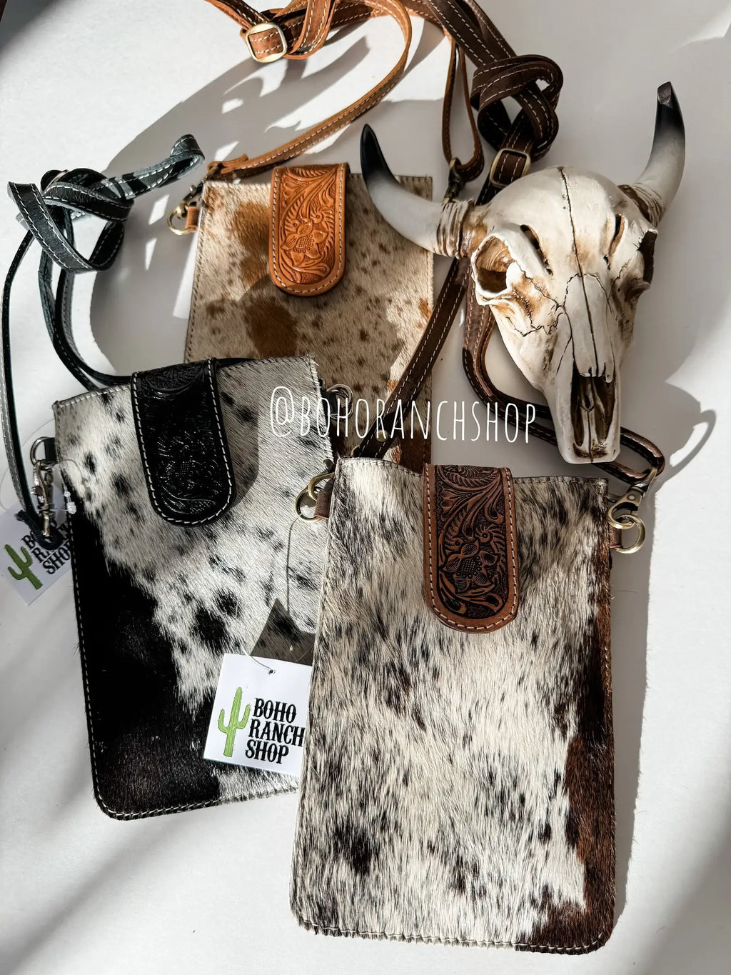 Tooled Leather Cowhide Crossbody