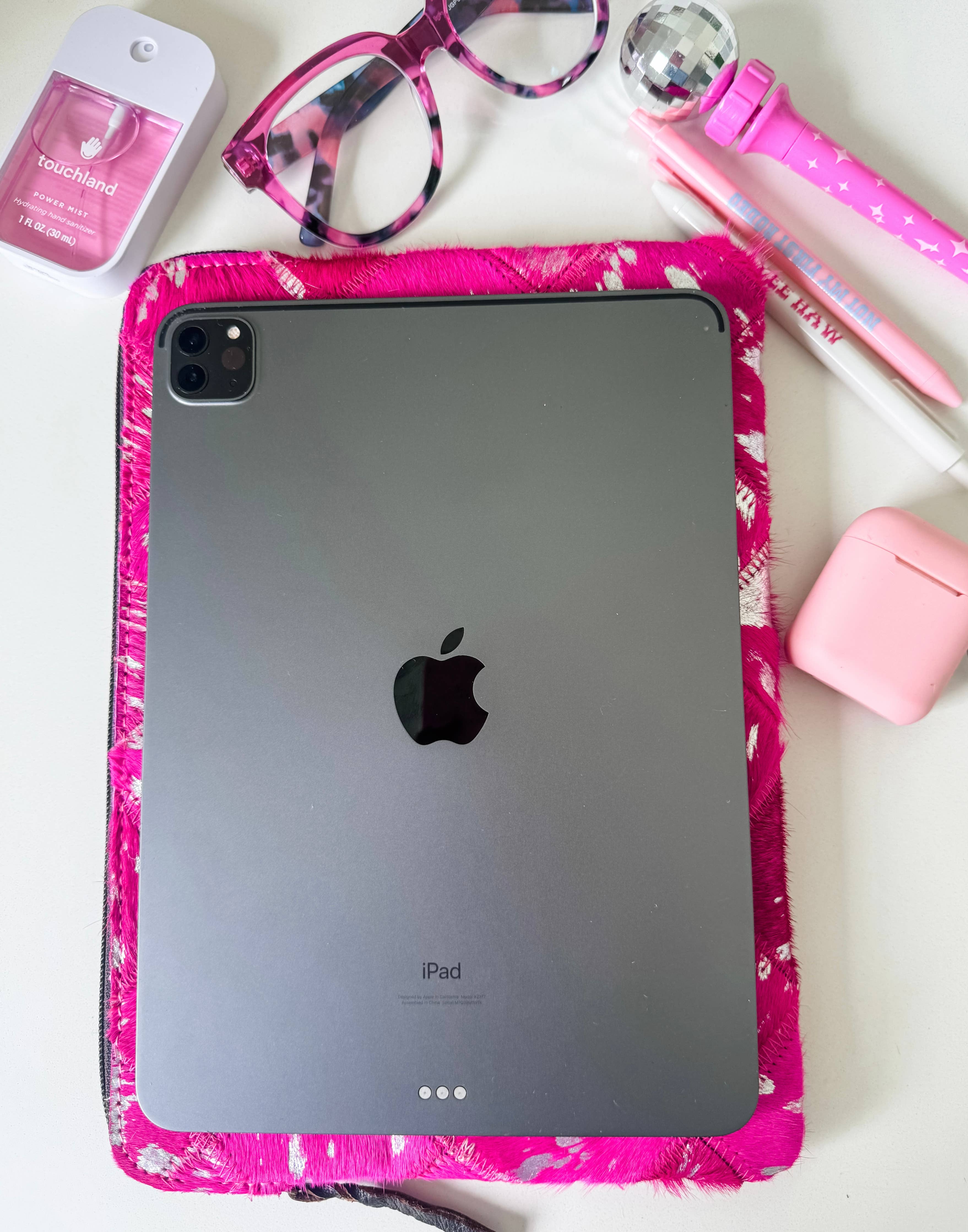 Cowhide Leather Laptop Case: MEDIUM - LEOPARD/ RAINBOW