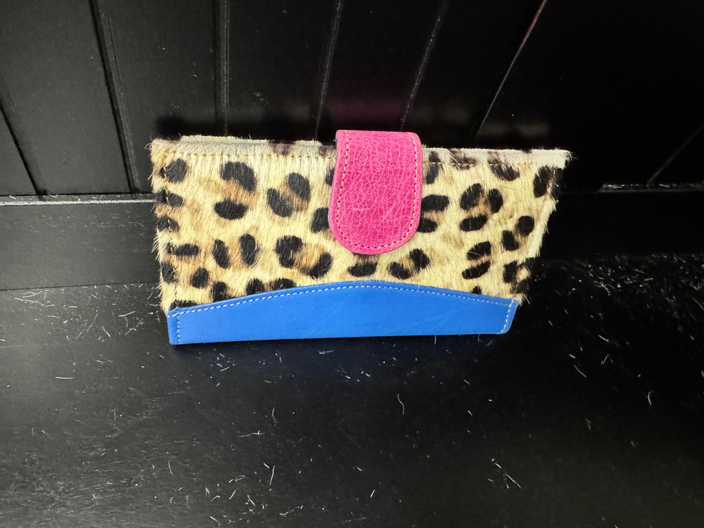 Natural Cowhide Bright Leopard Printed Wallet