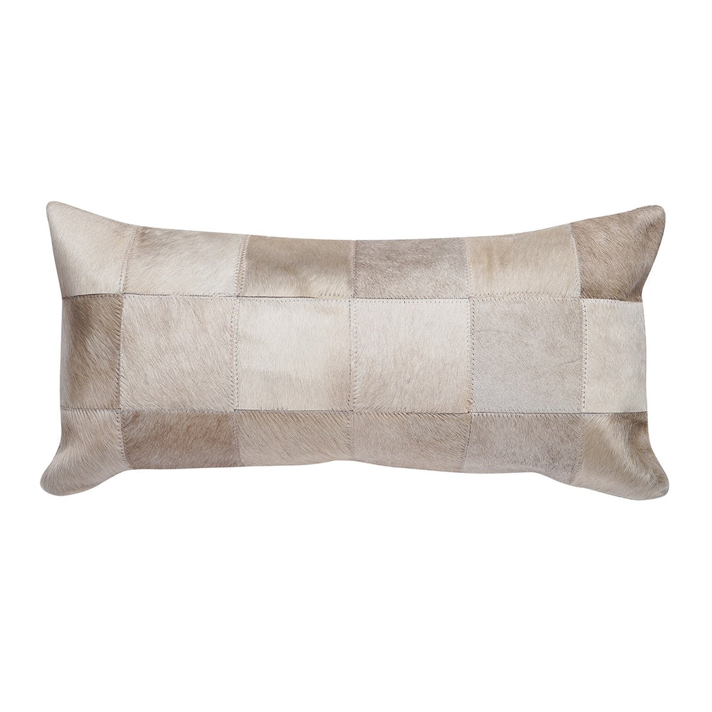 Natural Champagne Patch Cowhide Pillow