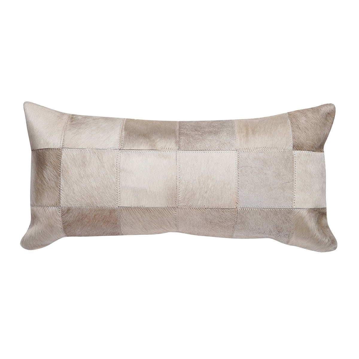 Natural Champagne Patch Cowhide Pillow