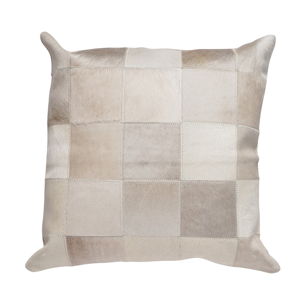 Natural Champagne Patch Cowhide Pillow 20"