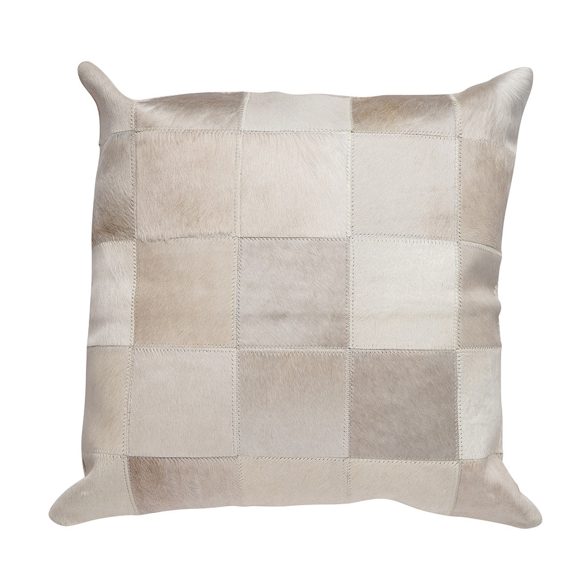 Natural Champagne Patch Cowhide Pillow 20"