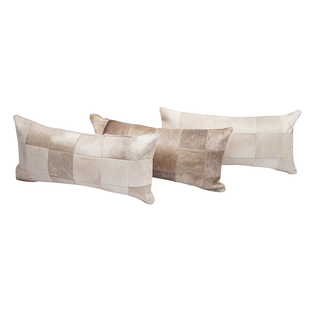 Natural Champagne Patch Cowhide Pillow