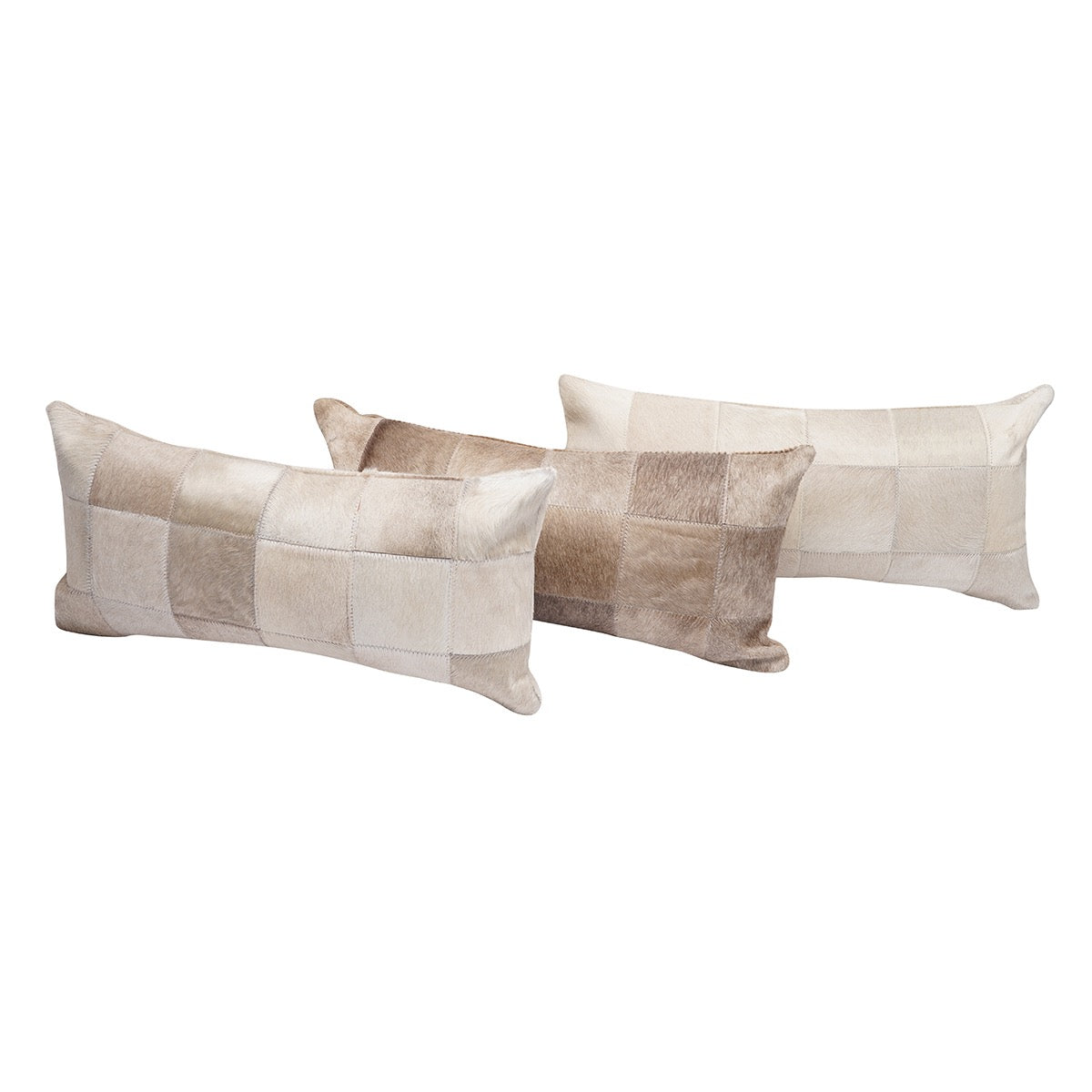 Natural Champagne Patch Cowhide Pillow