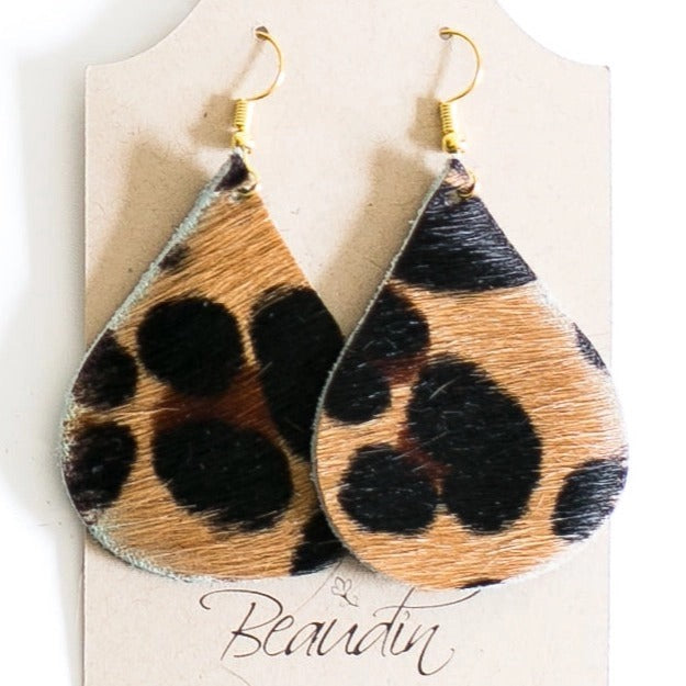 Hershey Teardrop Earrings Hair on Hide