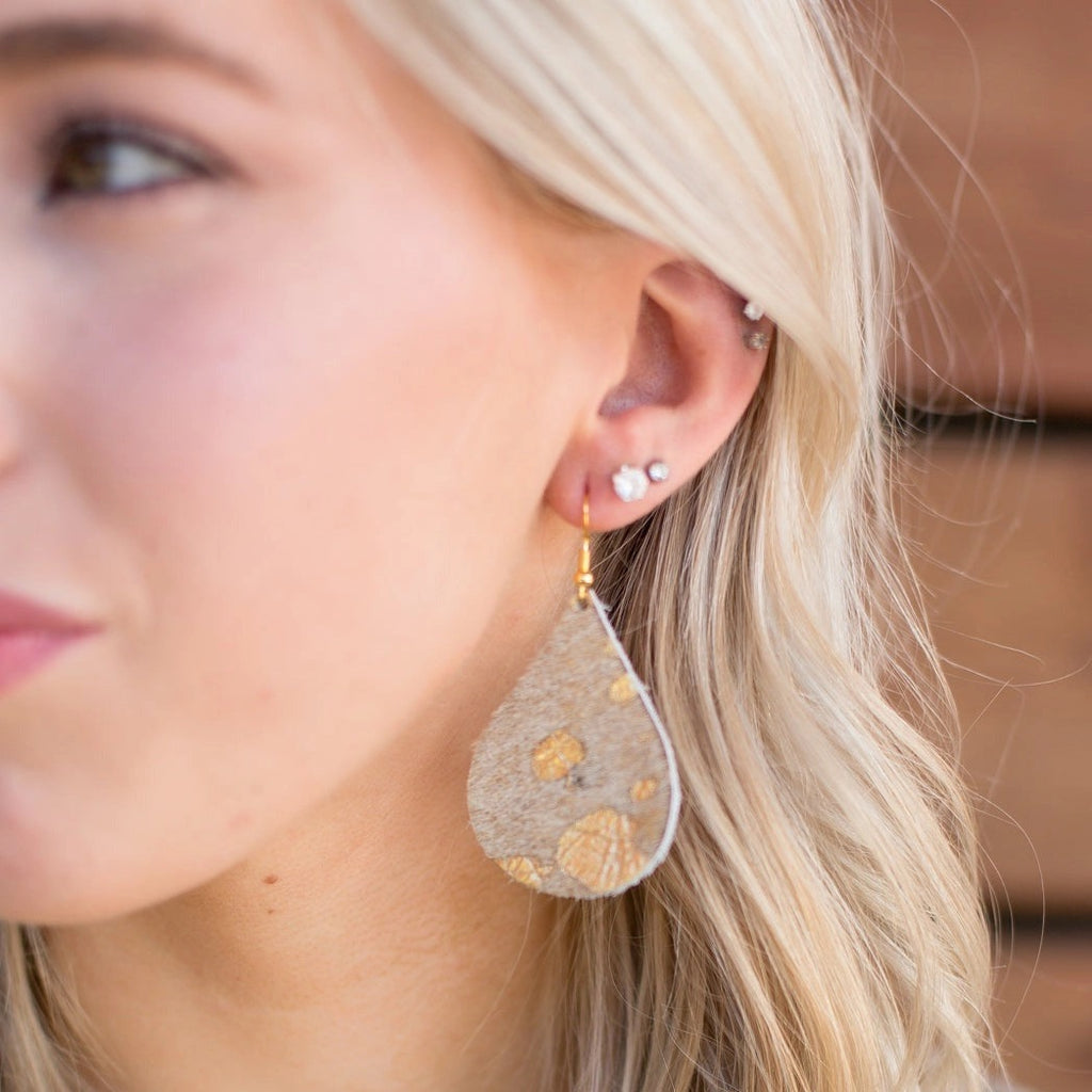 Hershey Teardrop Earrings Hair on Hide