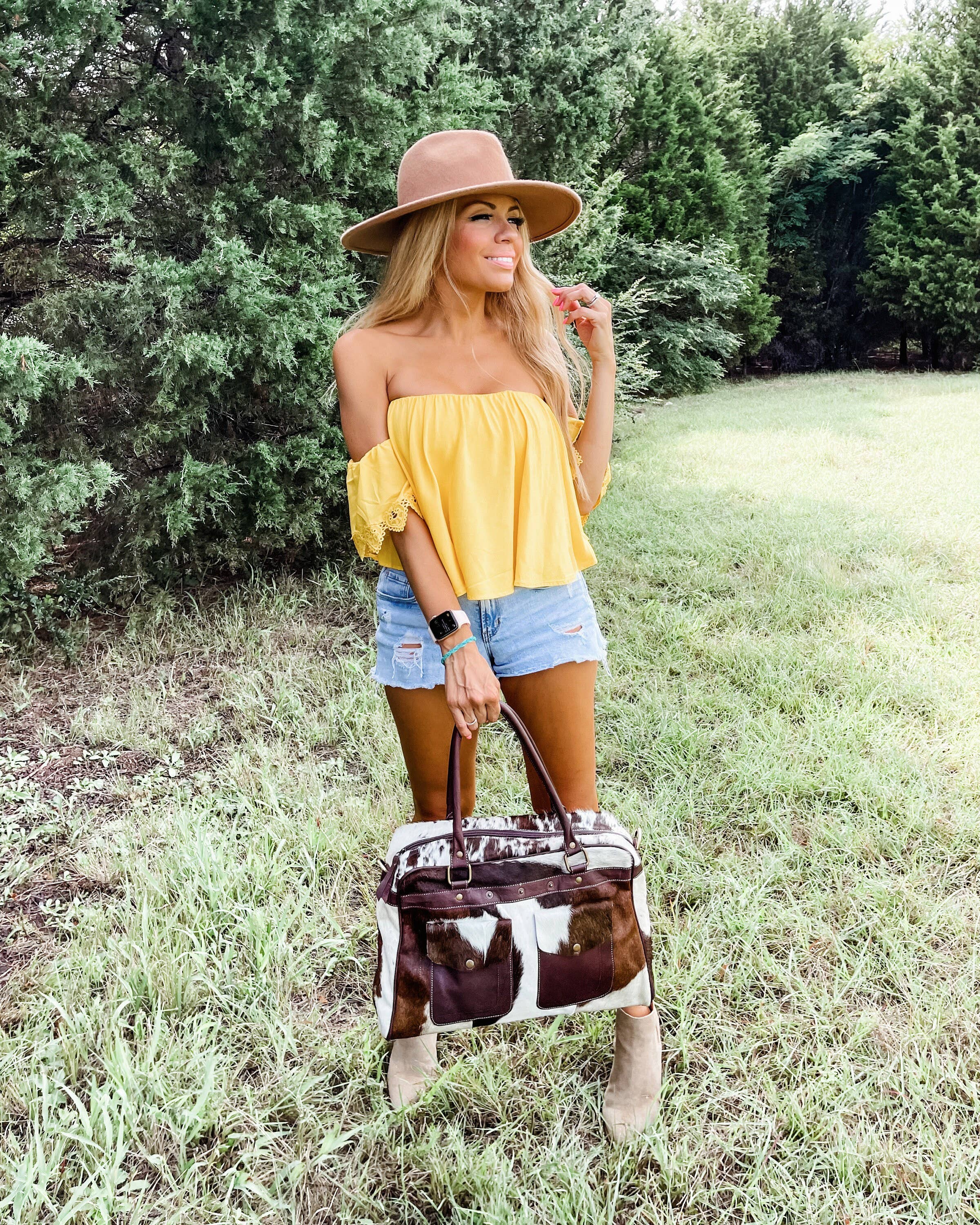 Leather Hair On Cowhide Duffel Bag