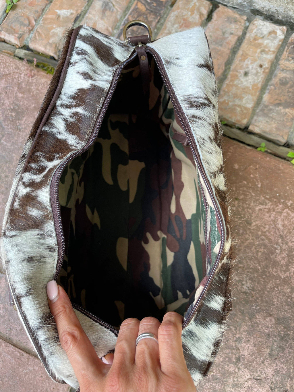 Weekender Duffle Leather Hair On Cowhide Duffel Travel Bag: Leopard
