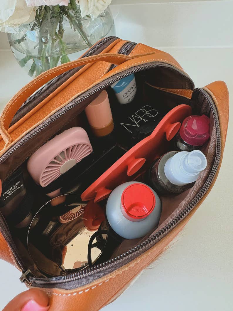 COWHIDE COSMETICS TRAVEL bag Genuine Hair On Leather makeup: LEOPARD