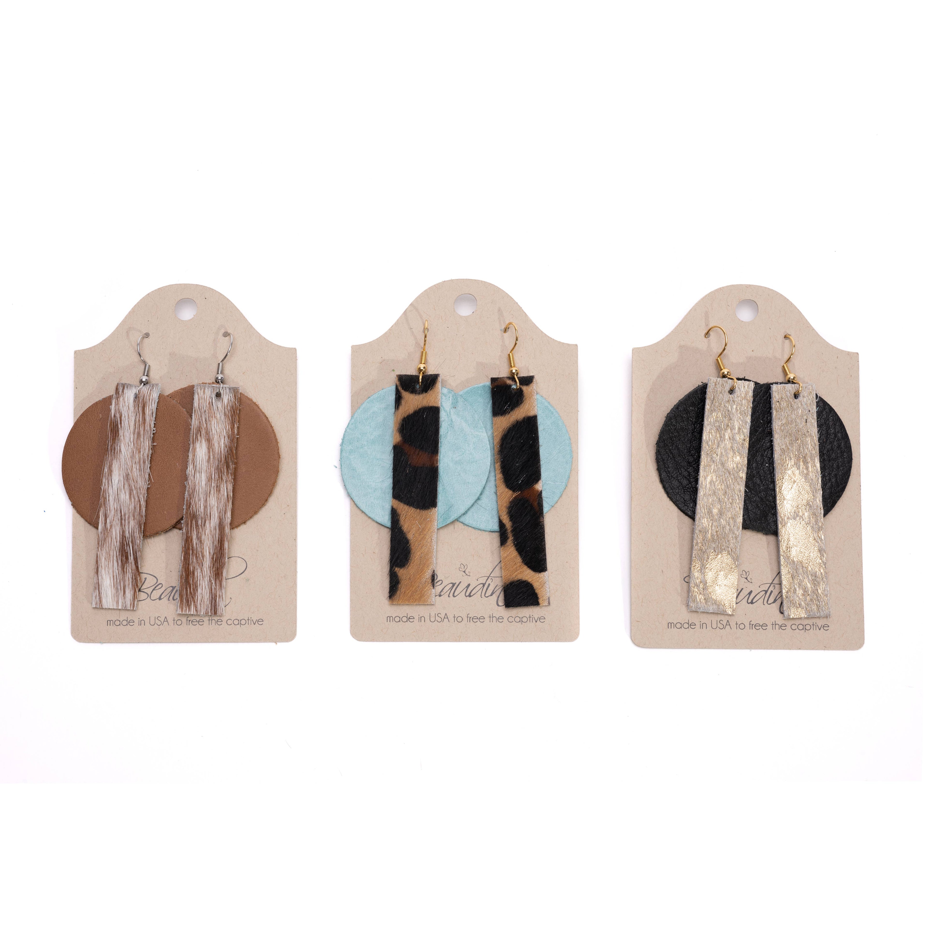 York Modern Dangle Earrings In Leather