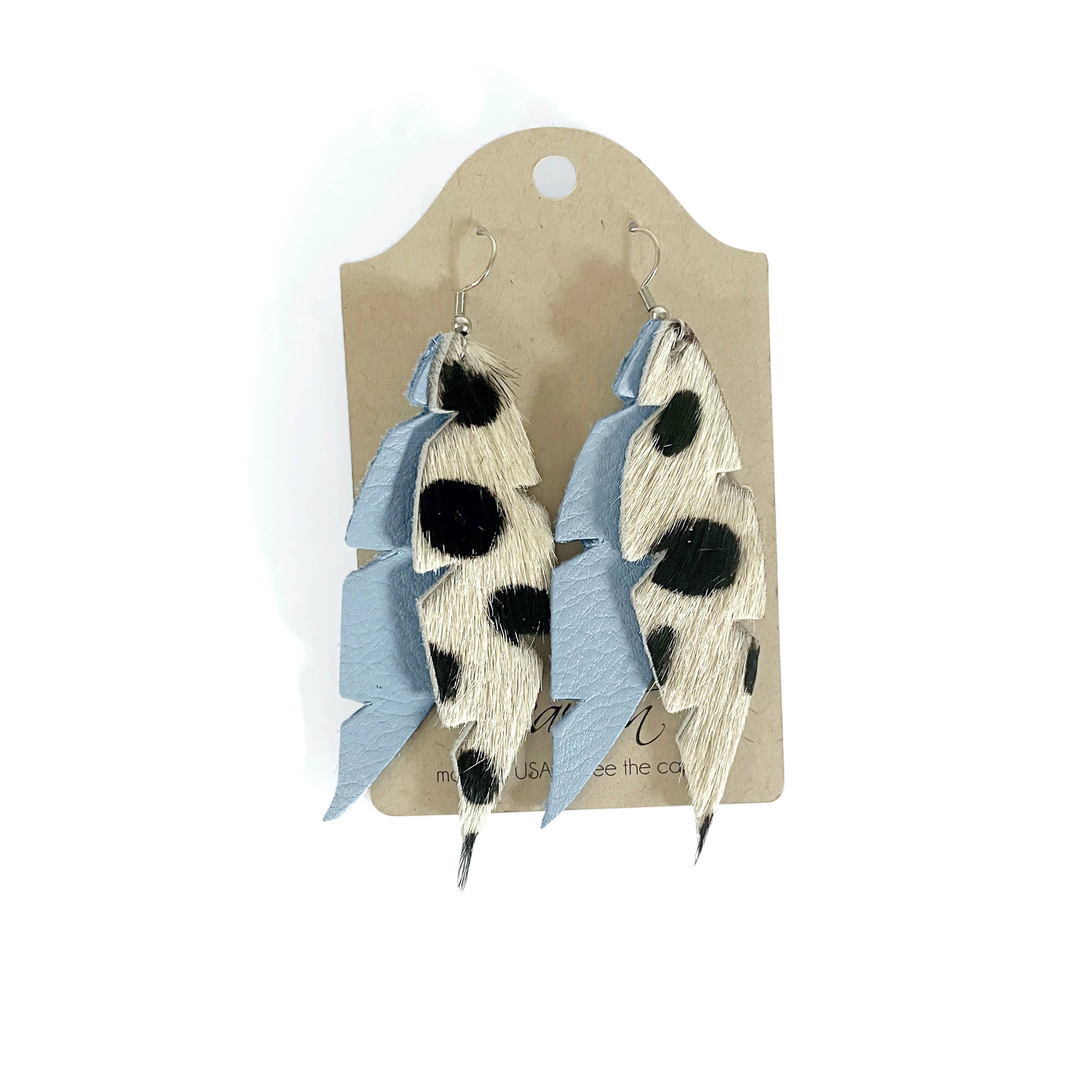 Dove Feather Earrings In Leather